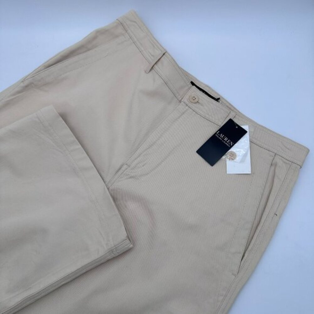 Lauren Ralph Lauren Women's Cotton Twill Wide Leg‎ Pants, Ivory Beige